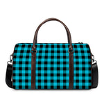 Turquoise And Black Buffalo Check Print Duffle Bag