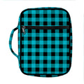 Turquoise And Black Buffalo Check Print Front Pocket Bible Bag
