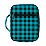 Turquoise And Black Buffalo Check Print Front Pocket Bible Bag
