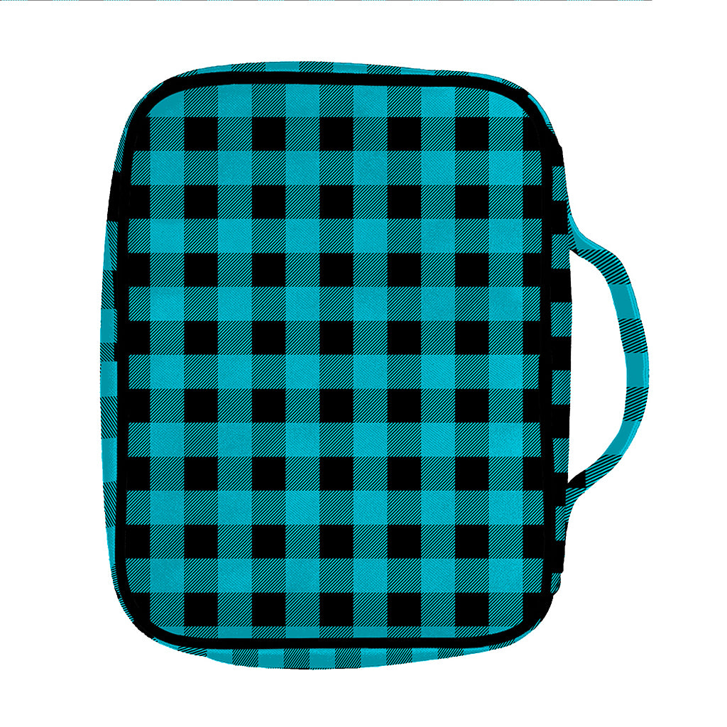 Turquoise And Black Buffalo Check Print Front Pocket Bible Bag