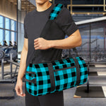 Turquoise And Black Buffalo Check Print Gym Bag