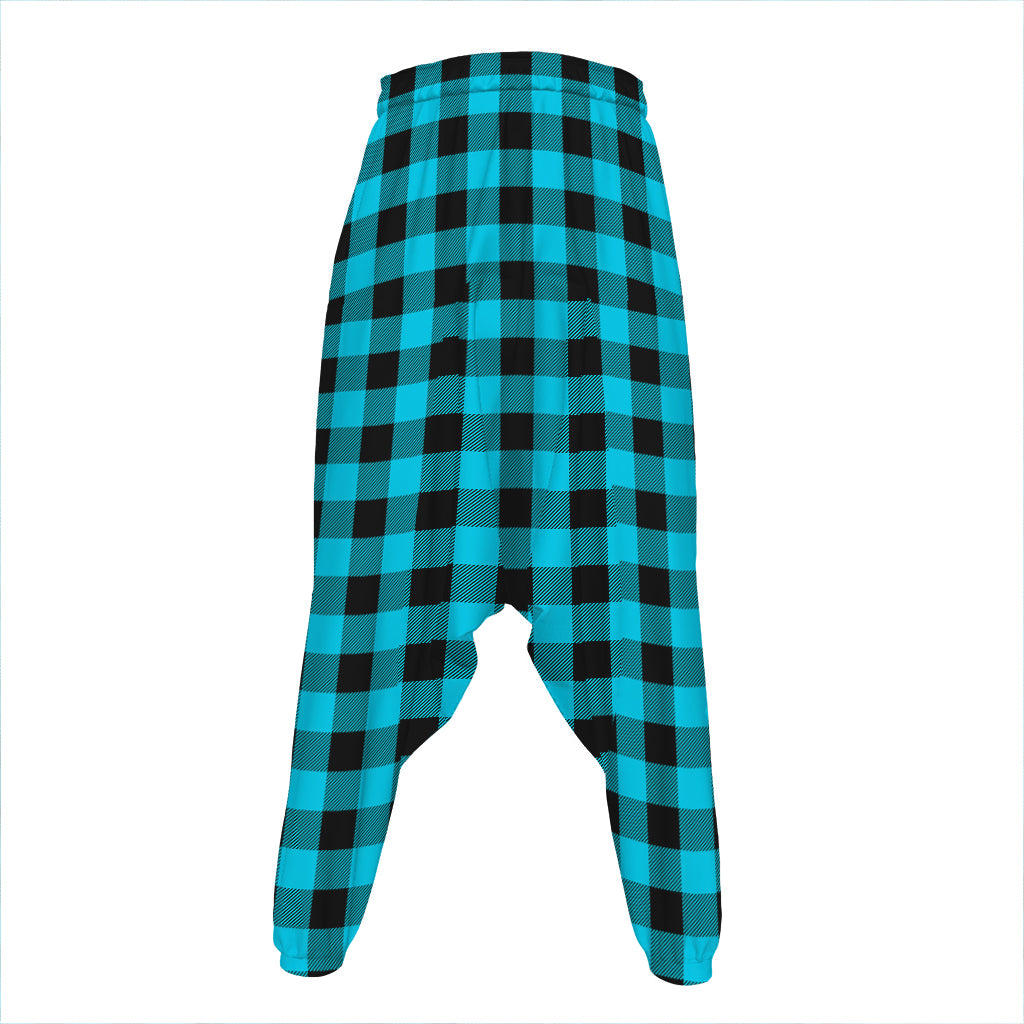 Turquoise And Black Buffalo Check Print Hammer Pants
