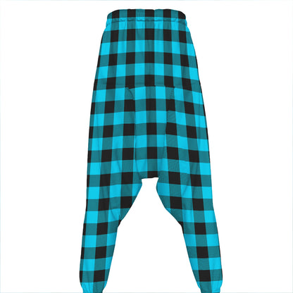 Turquoise And Black Buffalo Check Print Hammer Pants