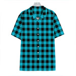Turquoise And Black Buffalo Check Print Hawaiian Shirt