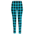 Turquoise And Black Buffalo Check Print High-Waisted Pocket Leggings