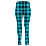 Turquoise And Black Buffalo Check Print High-Waisted Pocket Leggings