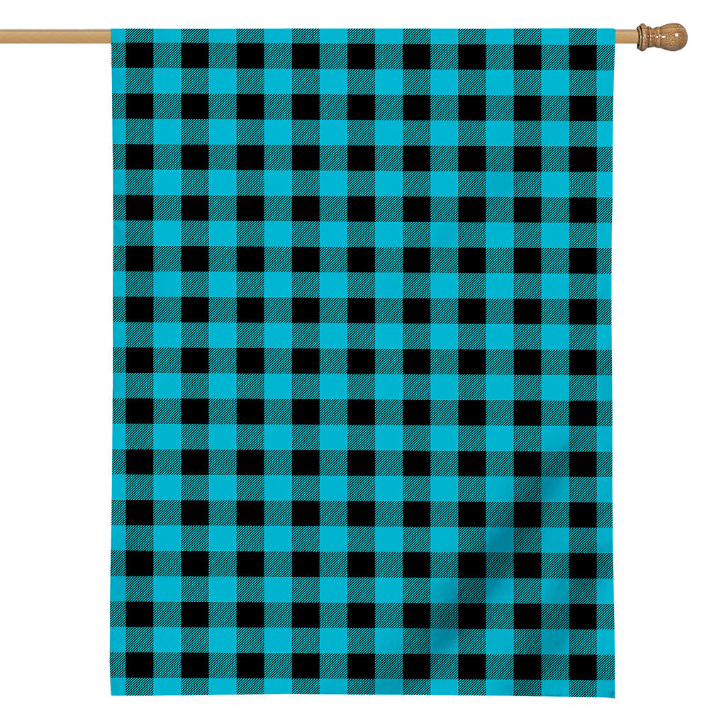 Turquoise And Black Buffalo Check Print House Flag