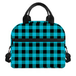 Turquoise And Black Buffalo Check Print Insulated Lunch Bag