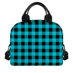Turquoise And Black Buffalo Check Print Insulated Lunch Bag