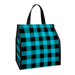 Turquoise And Black Buffalo Check Print Insulated Lunch Tote