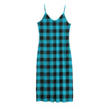 Turquoise And Black Buffalo Check Print Jersey Midi Cami Dress