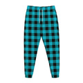 Turquoise And Black Buffalo Check Print Jogger Pants