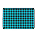 Turquoise And Black Buffalo Check Print Kitchen Mat
