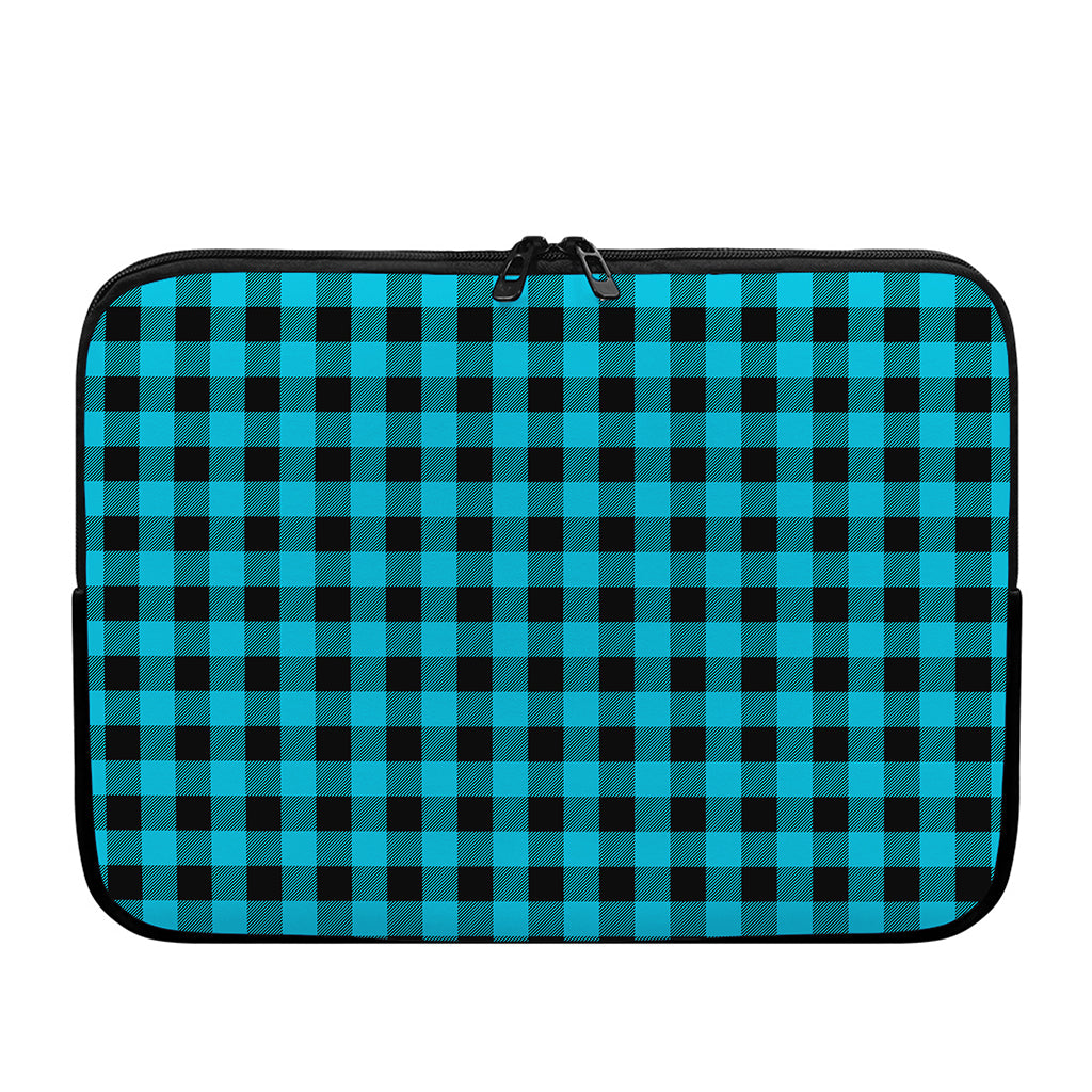 Turquoise And Black Buffalo Check Print Laptop Sleeve