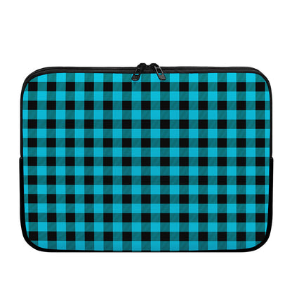 Turquoise And Black Buffalo Check Print Laptop Sleeve