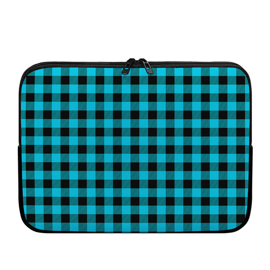 Turquoise And Black Buffalo Check Print Laptop Sleeve