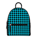 Turquoise And Black Buffalo Check Print Leather Backpack