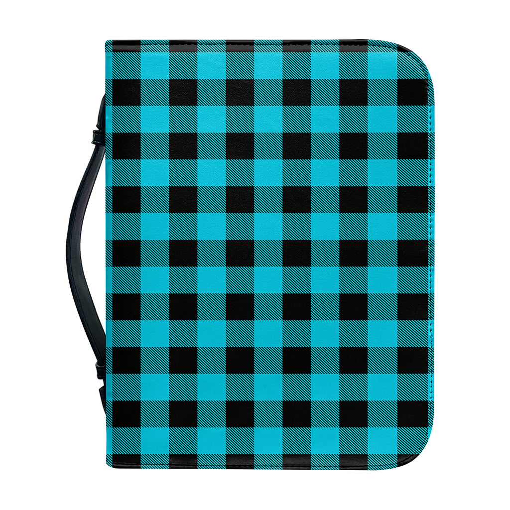 Turquoise And Black Buffalo Check Print Leather Bible Cover