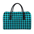 Turquoise And Black Buffalo Check Print Leather Duffel Bag