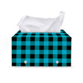 Turquoise And Black Buffalo Check Print Leather Tissue Box Cover
