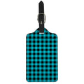 Turquoise And Black Buffalo Check Print Luggage Tag
