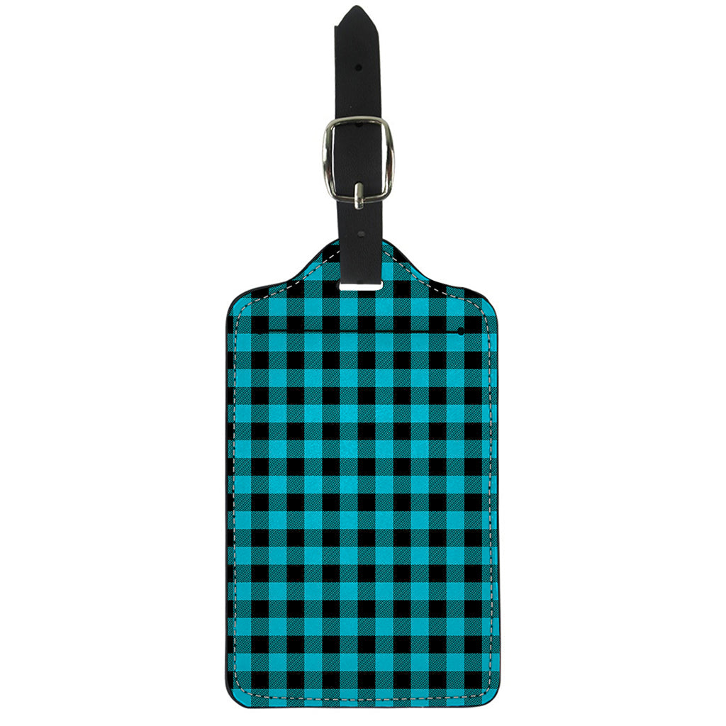 Turquoise And Black Buffalo Check Print Luggage Tag
