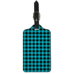 Turquoise And Black Buffalo Check Print Luggage Tag