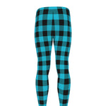 Turquoise And Black Buffalo Check Print Men's leggings