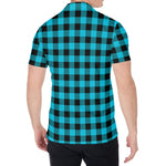 Turquoise And Black Buffalo Check Print Men's Shirt