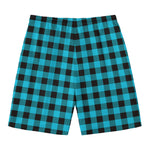 Turquoise And Black Buffalo Check Print Men's Swim Trunks