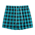 Turquoise And Black Buffalo Check Print Mesh Shorts
