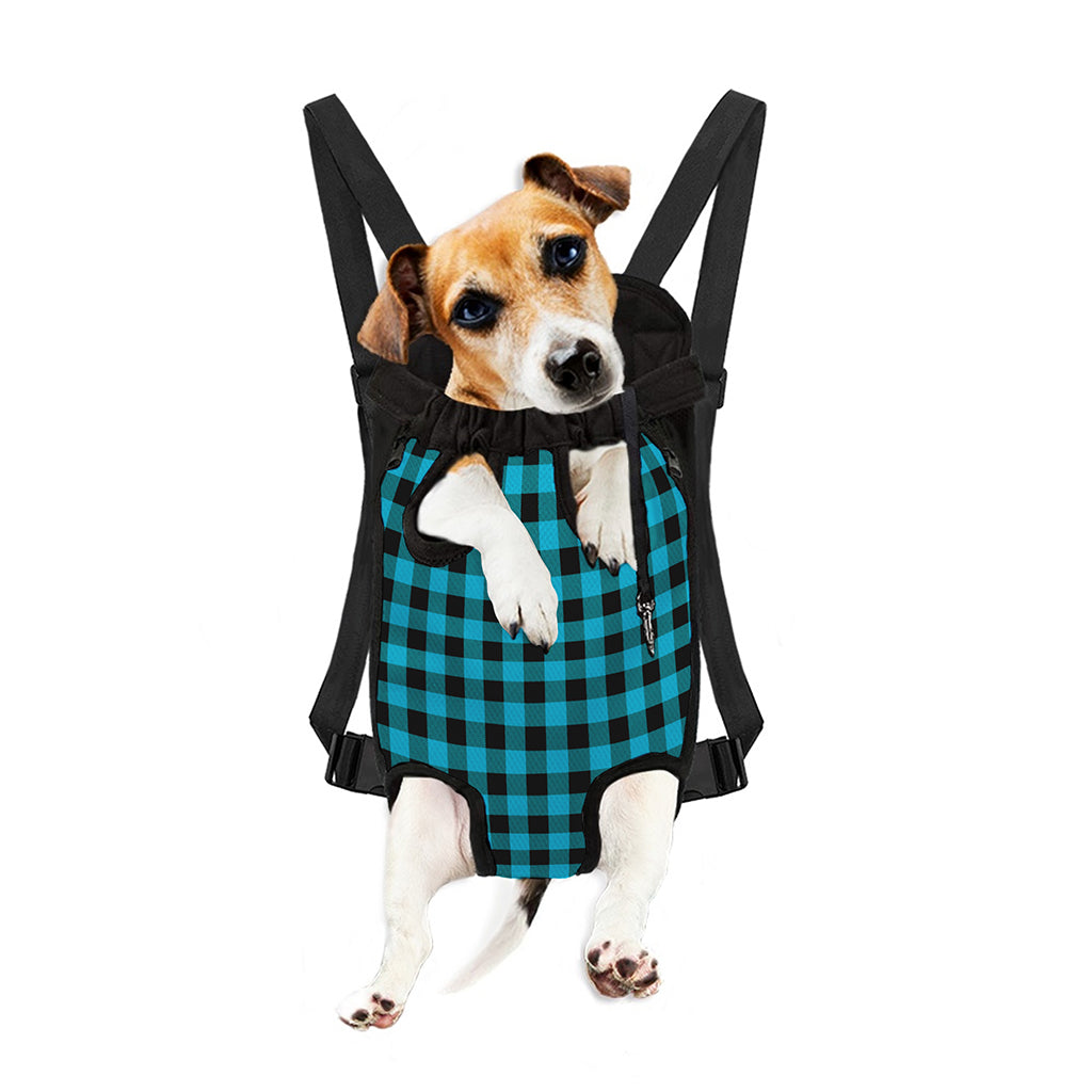 Turquoise And Black Buffalo Check Print Pet Carrier Backpack