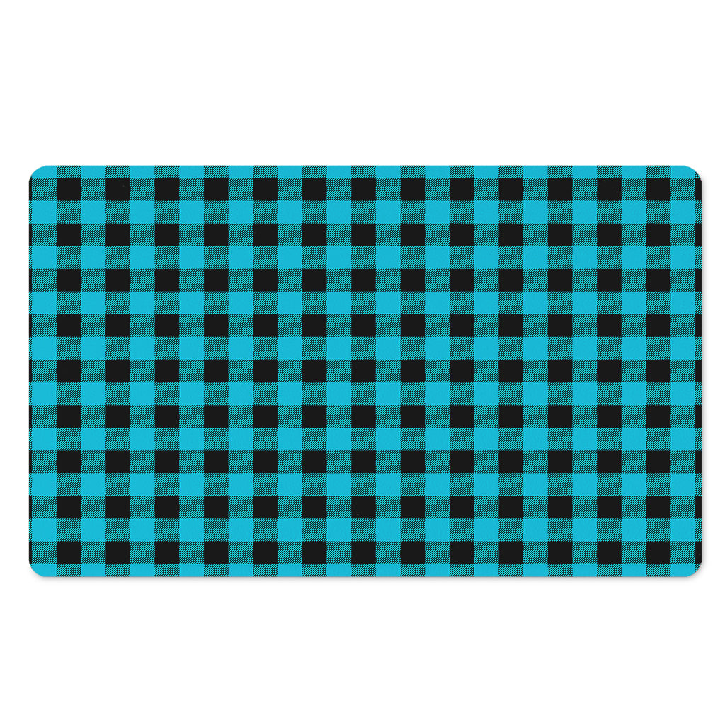 Turquoise And Black Buffalo Check Print Polyester Doormat