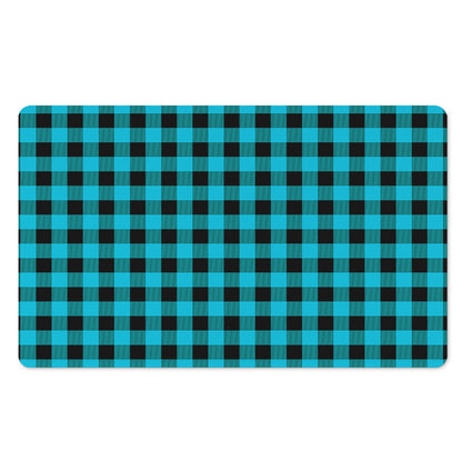 Turquoise And Black Buffalo Check Print Polyester Doormat