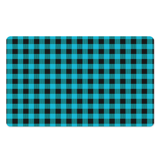 Turquoise And Black Buffalo Check Print Polyester Doormat