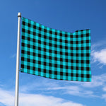 Turquoise And Black Buffalo Check Print Polyester Flag