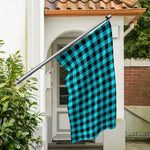 Turquoise And Black Buffalo Check Print Polyester Flag