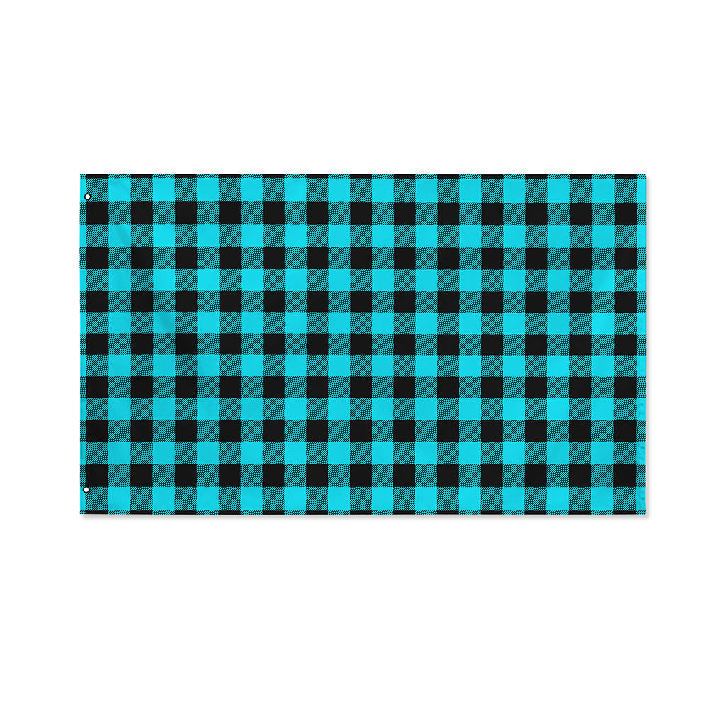 Turquoise And Black Buffalo Check Print Polyester Flag