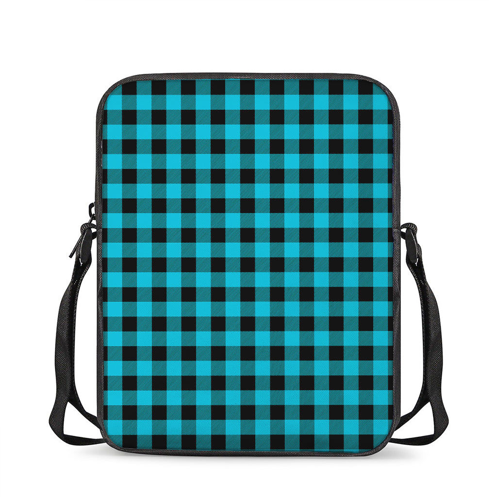 Turquoise And Black Buffalo Check Print Rectangular Crossbody Bag