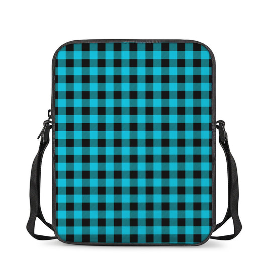 Turquoise And Black Buffalo Check Print Rectangular Crossbody Bag