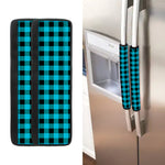 Turquoise And Black Buffalo Check Print Refrigerator Handle Covers