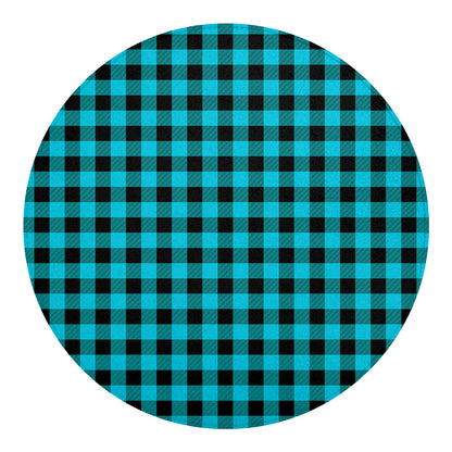 Turquoise And Black Buffalo Check Print Round Blanket