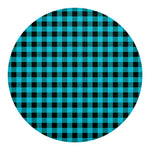 Turquoise And Black Buffalo Check Print Round Blanket