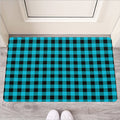 Turquoise And Black Buffalo Check Print Rubber Doormat