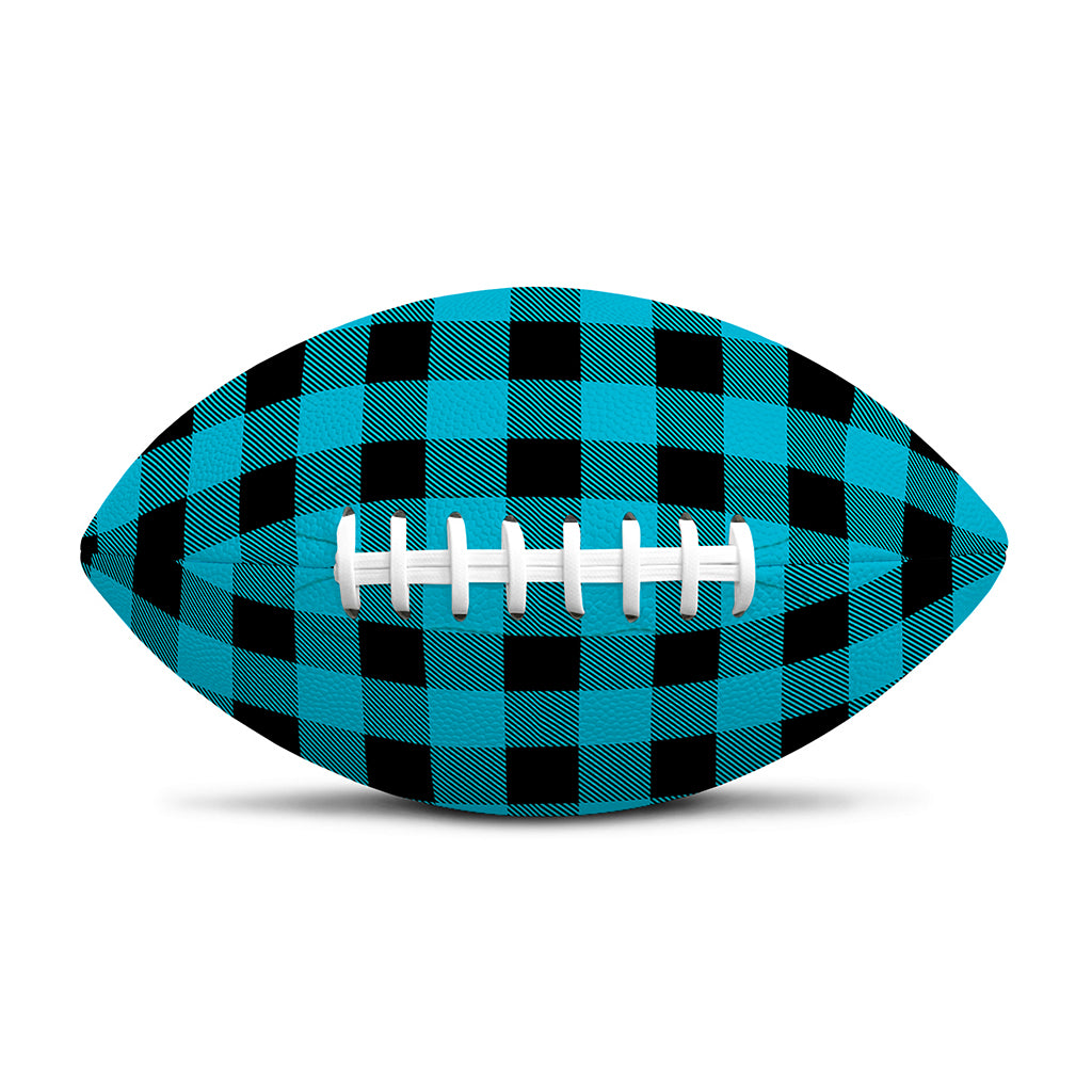 Turquoise And Black Buffalo Check Print Rugby Ball