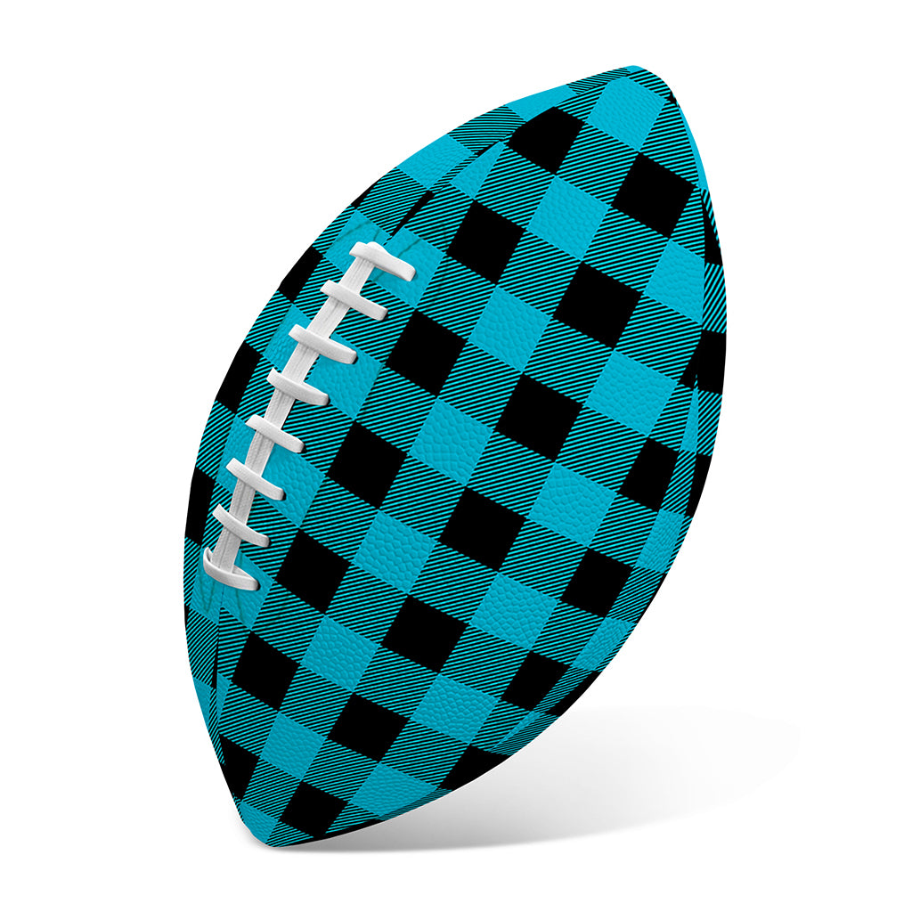 Turquoise And Black Buffalo Check Print Rugby Ball