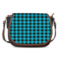 Turquoise And Black Buffalo Check Print Saddle Bag