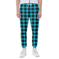Turquoise And Black Buffalo Check Print Joggers