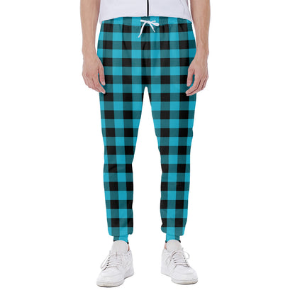 Turquoise And Black Buffalo Check Print Scuba Joggers