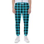 Turquoise And Black Buffalo Check Print Scuba Joggers